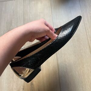 19V69 Italian Black Snakeskin Women's Flats